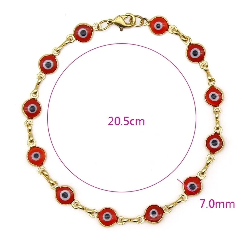 18k Gold Filled High Polish Finsh Evil Eye Bracelet