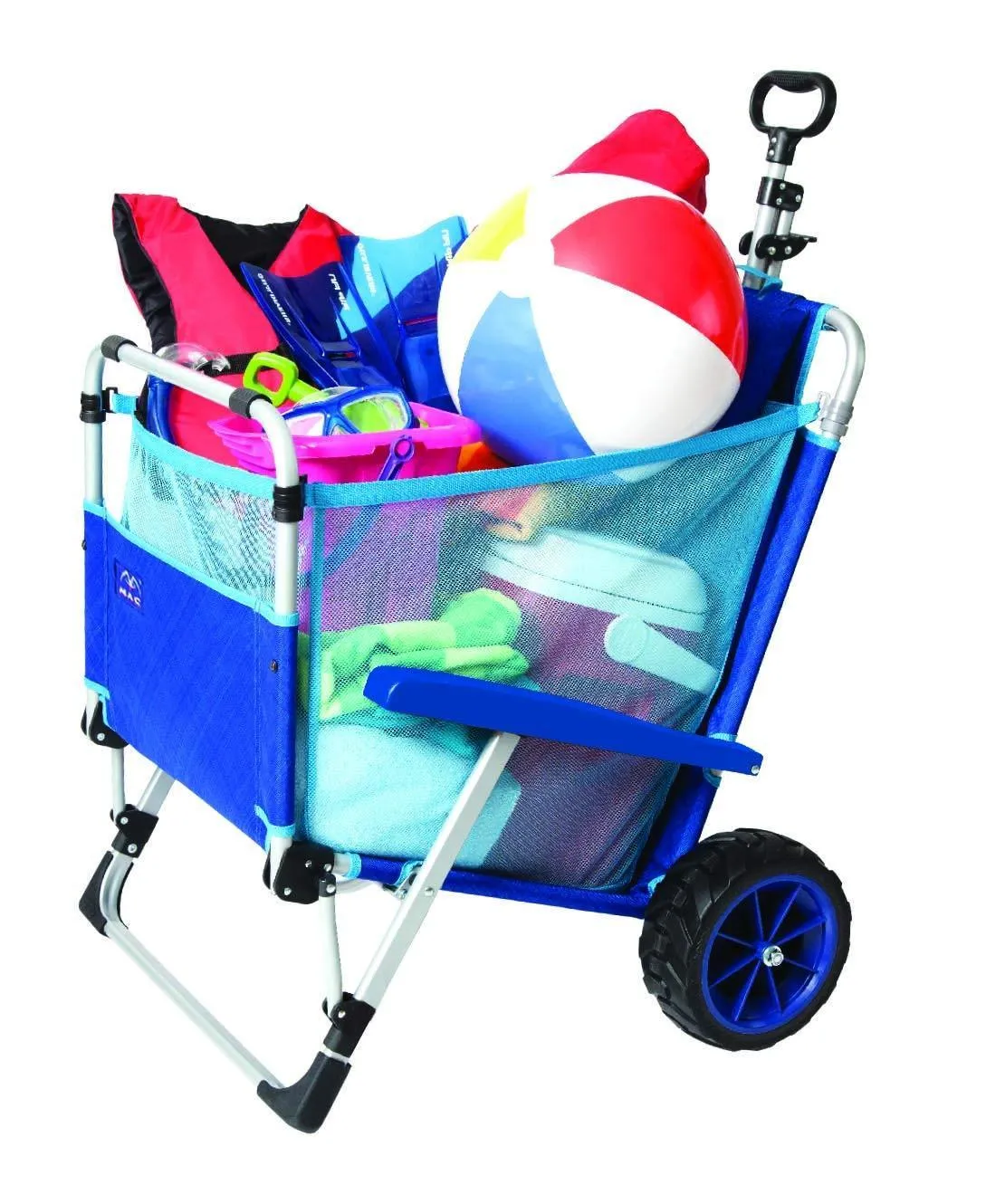 2-in-1 Beach Day Lounger and Cargo Cart by Mac Sports. Ultra durable quality with off-terrain wheels.