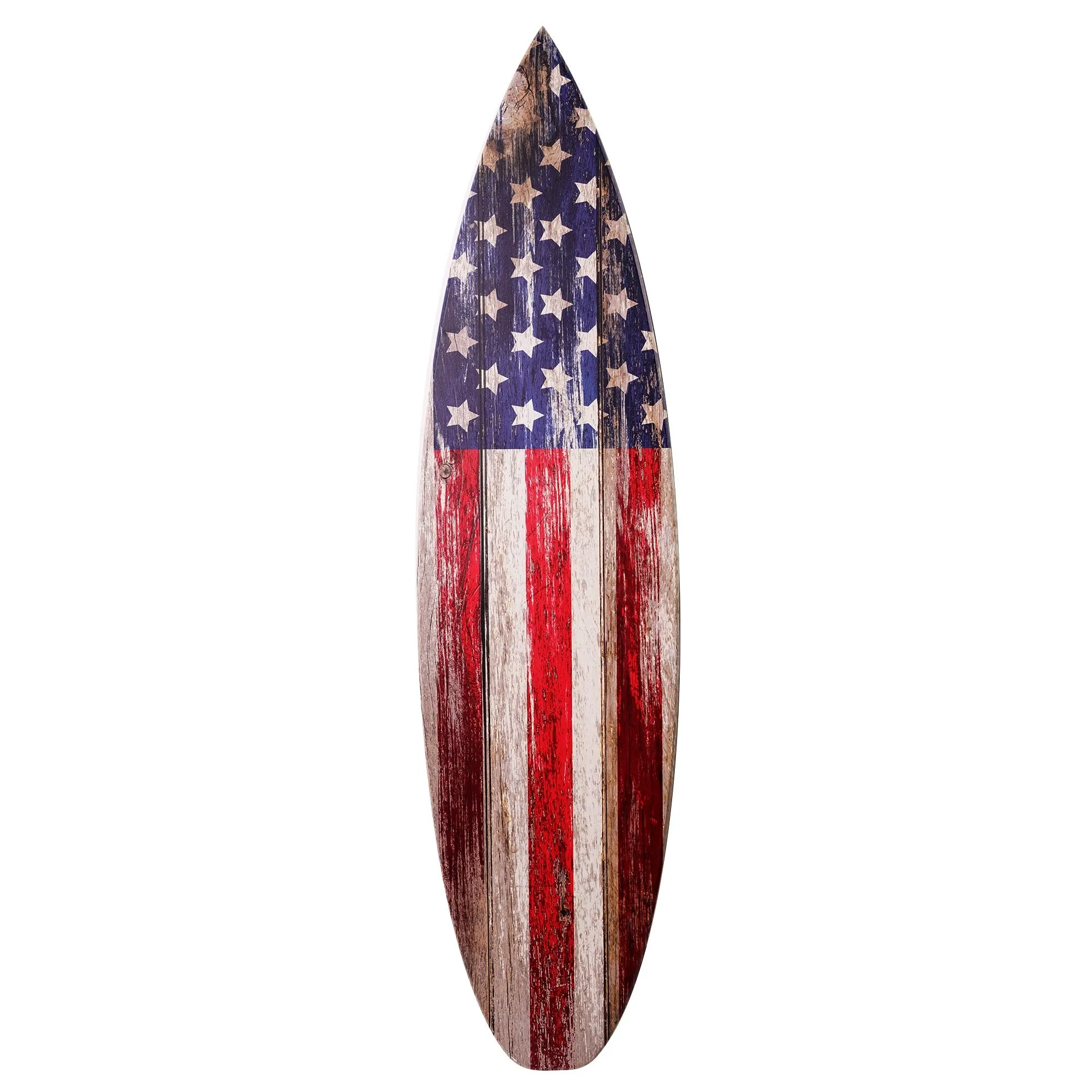 American Flag Surfboard Plaque Wall Decor - 60"x15"