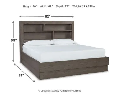 Anibecca California King Bookcase Bed with Mirrored Dresser and Chest