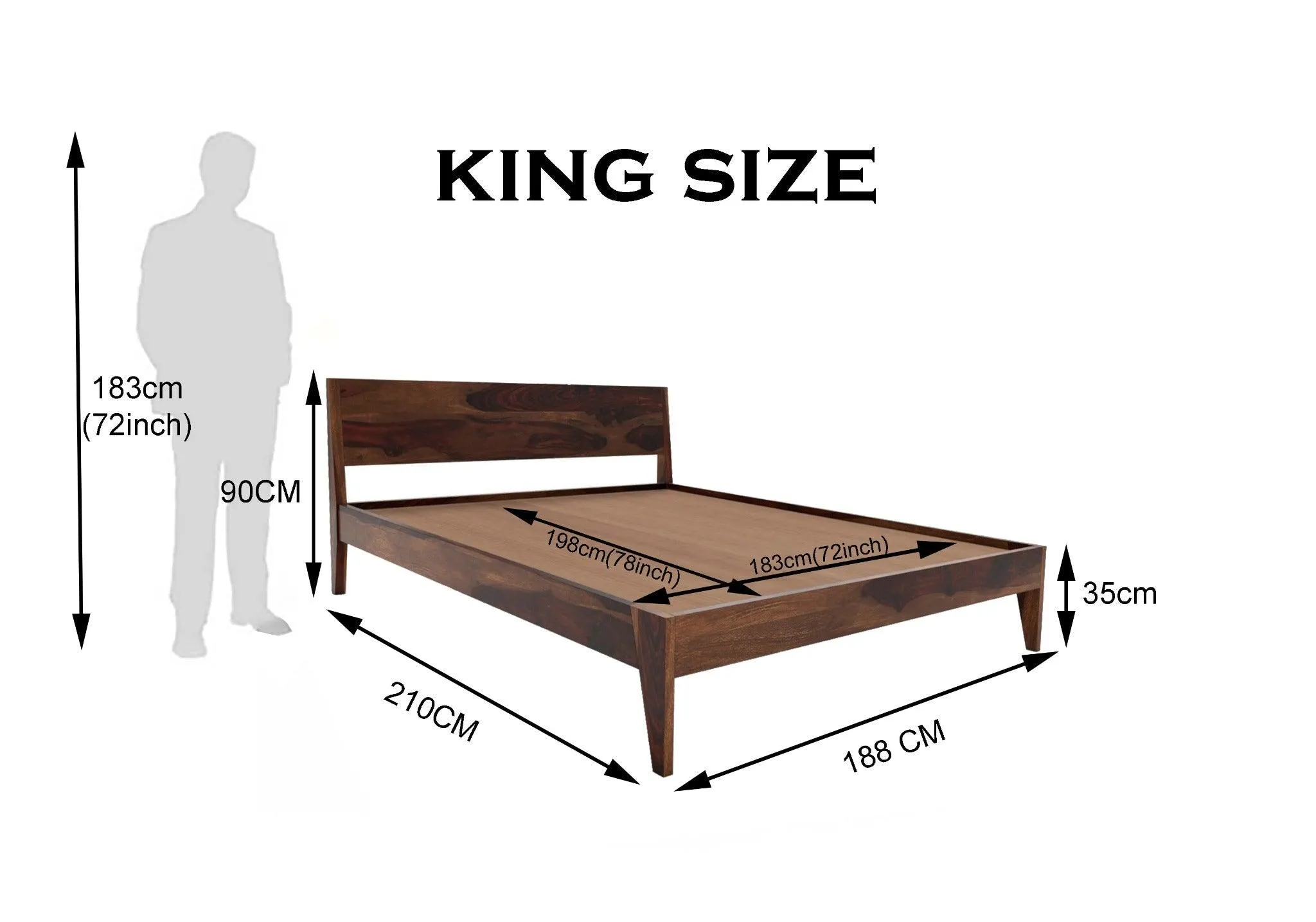 ARABEL BED KING Sheesham Wood (Honey Finish)