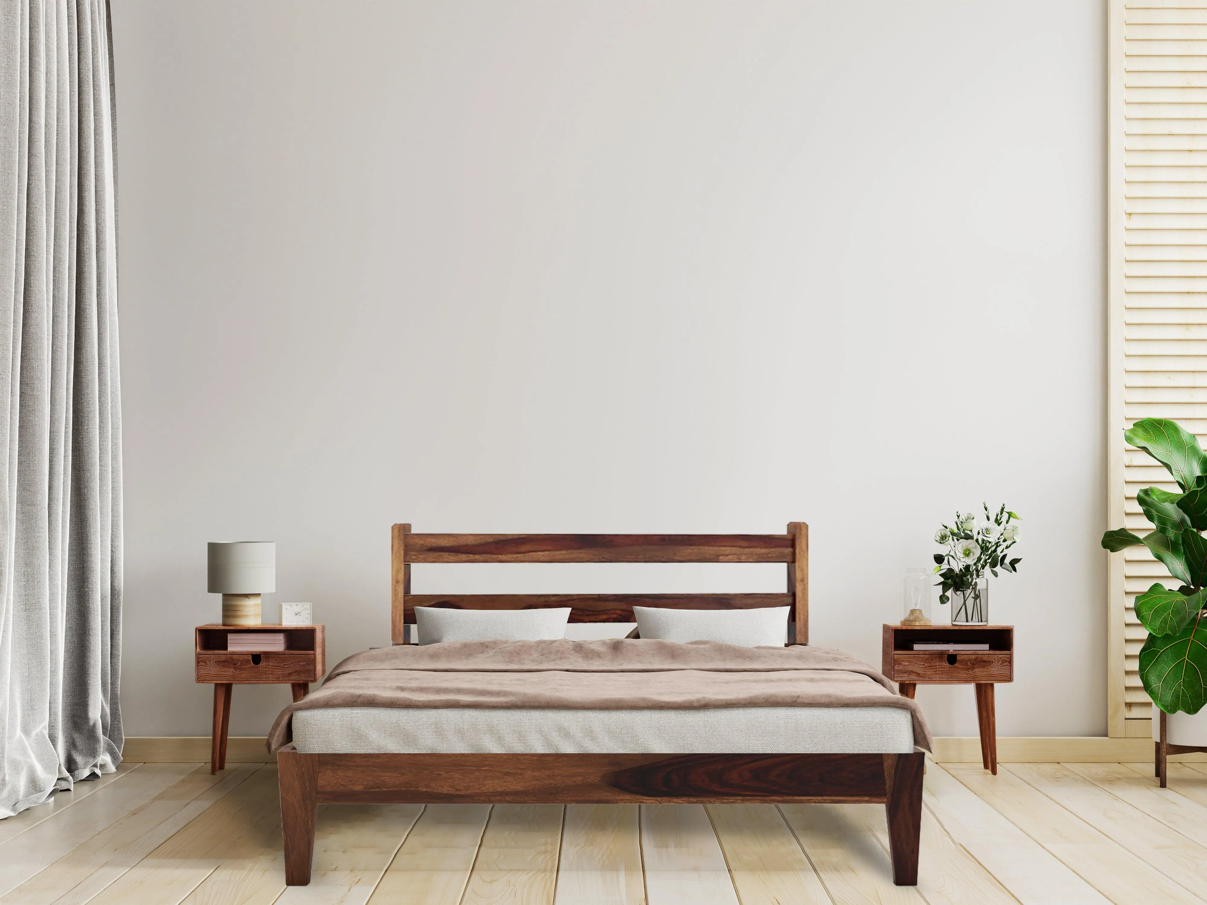 AWANA BED QUEEN Sheesham Wood (Honey Finish)