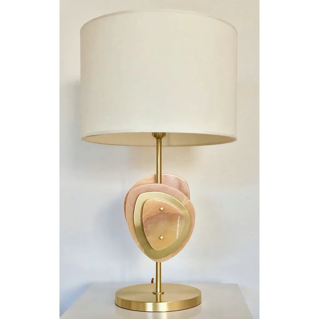 Bespoke Italian Organic Modern Amber Onyx Satin Brass Satellite Table Lamp