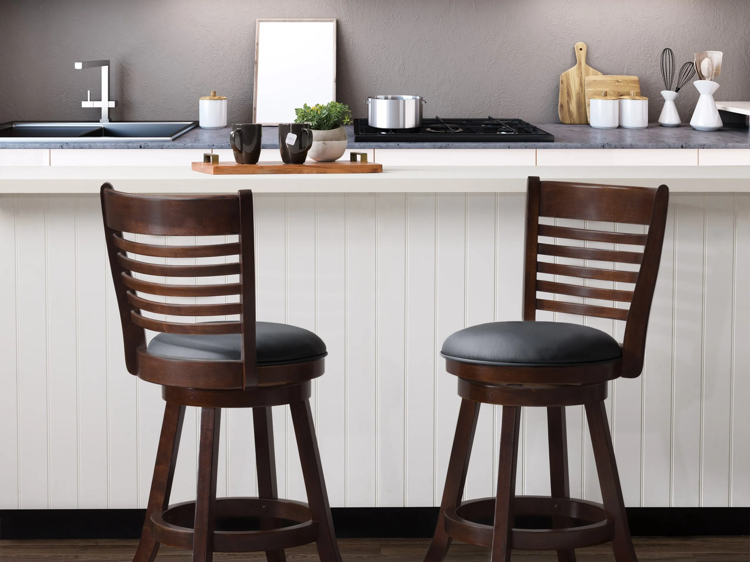 Black Counter Height Bar Stools, Set of 2