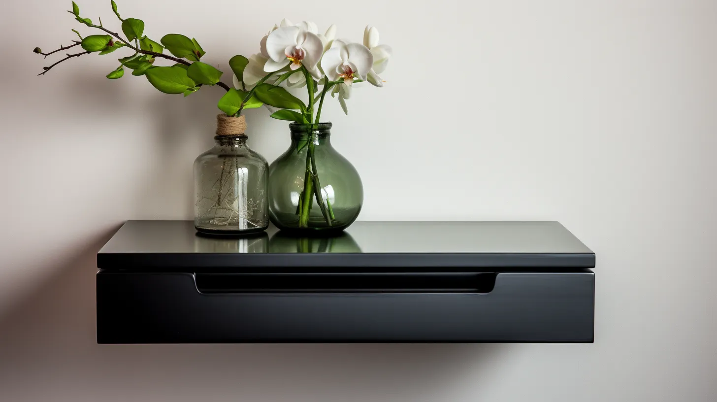 Black Floating Bedside Table with Drawer