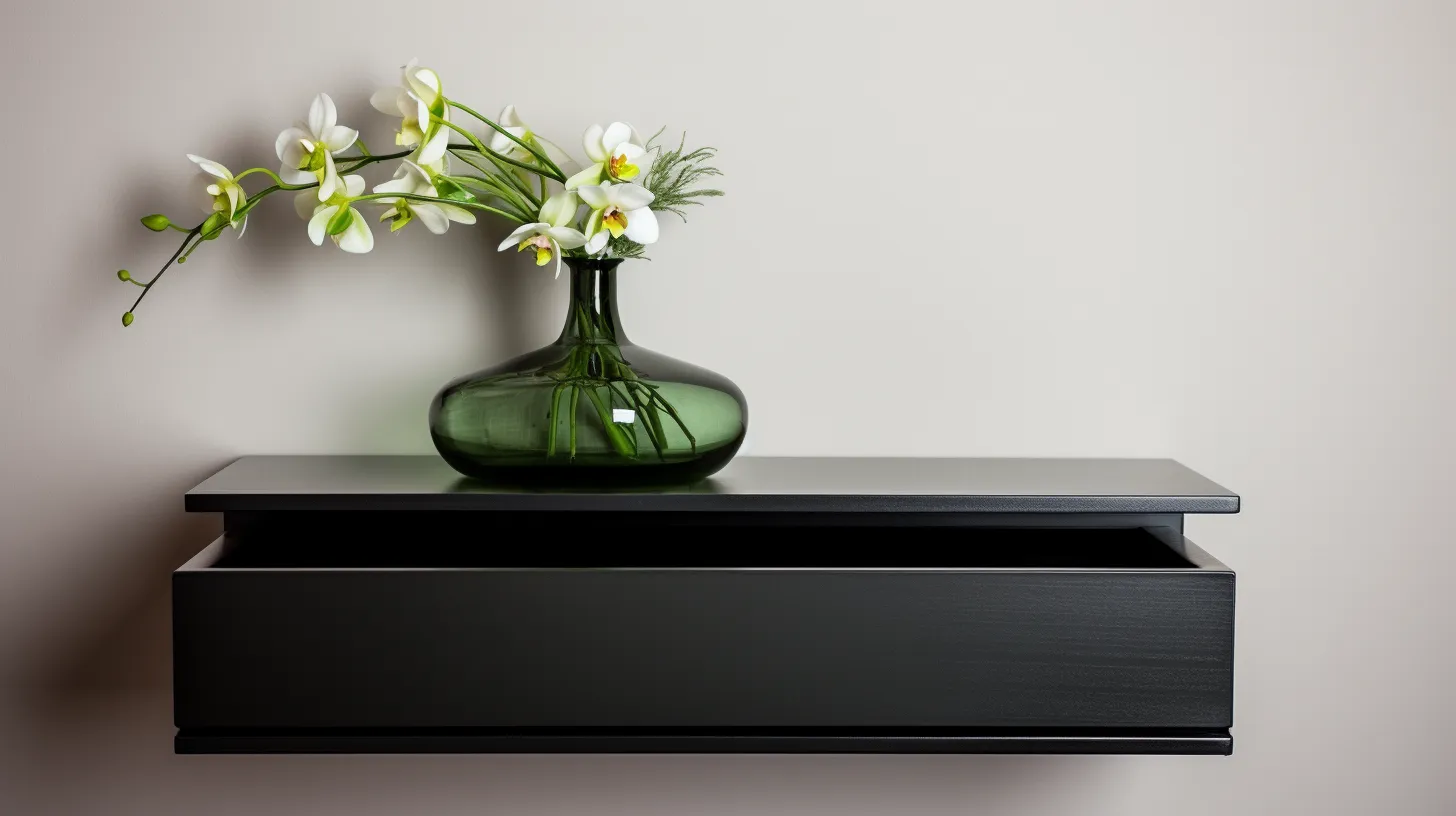 Black Floating Bedside Table with Drawer