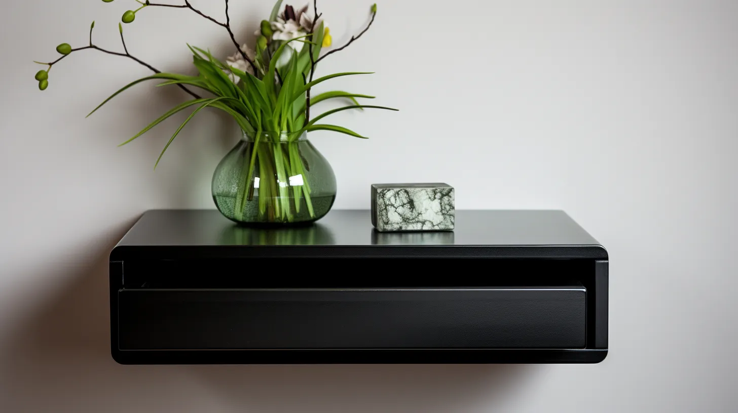 Black Floating Bedside Table with Drawer