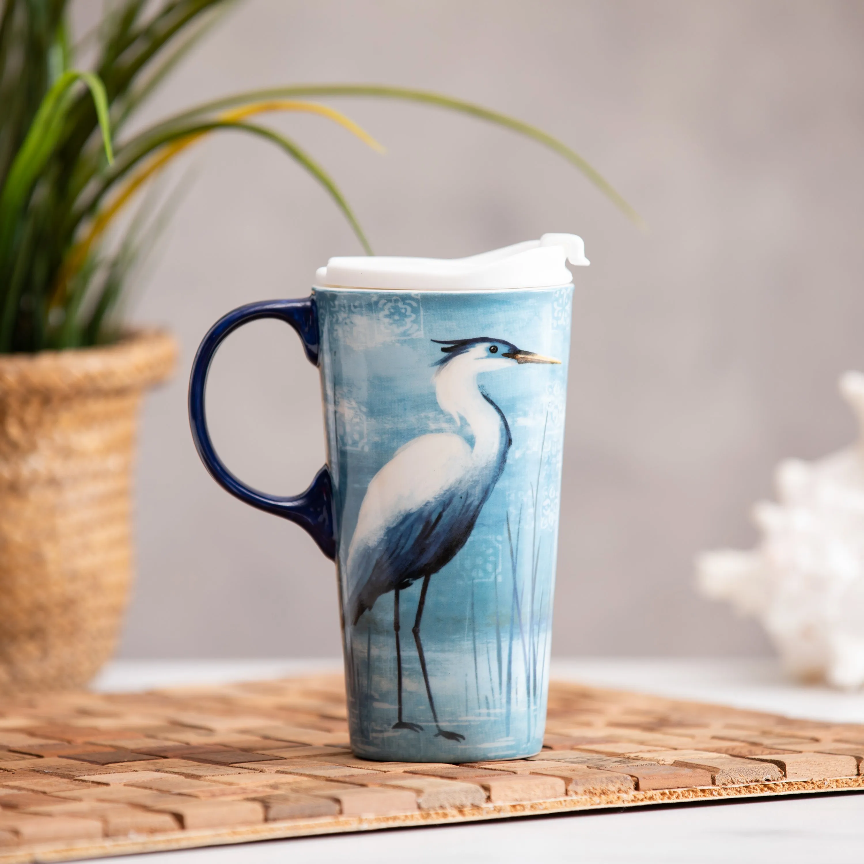 Blue Heron Ceramic Perfect Cup, 17oz, Gift Box