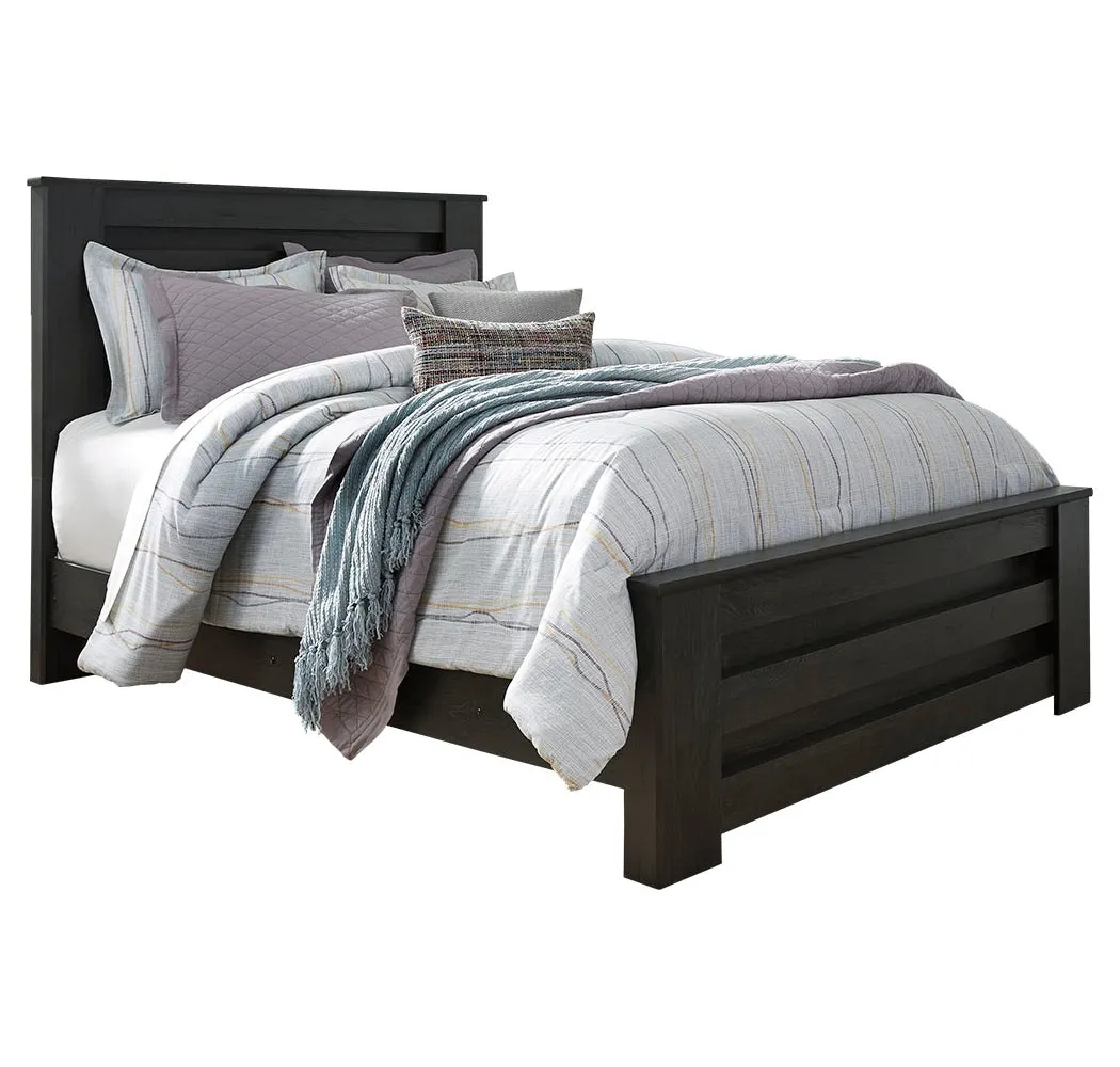 Brinxton Queen Panel Bed with Mirrored Dresser and 2 Nightstands