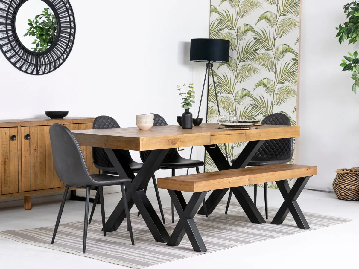 Brooklyn Light Extendable Cross Leg Dining Table (140cm - 180cm) & Grey Dallas Dining Chairs