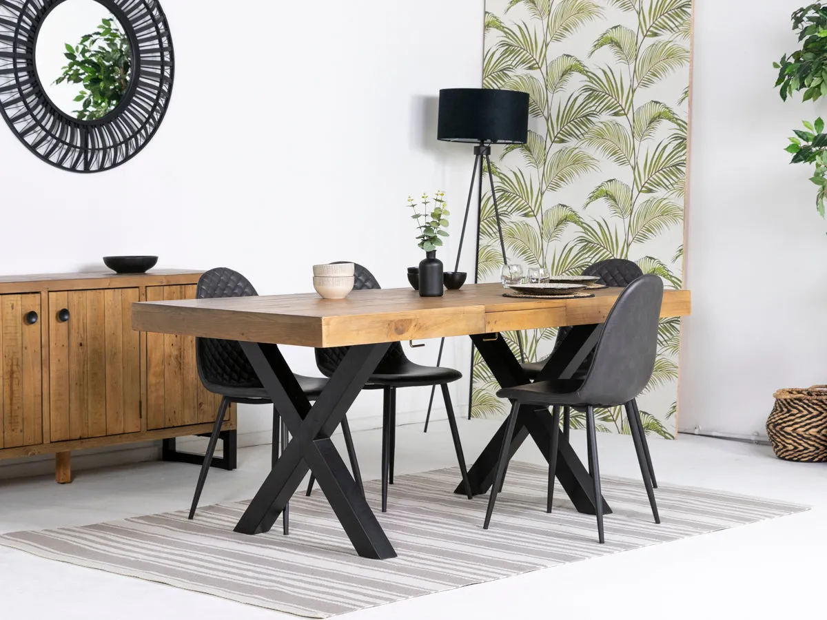 Brooklyn Light Extendable Cross Leg Dining Table (140cm - 180cm) & Grey Dallas Dining Chairs