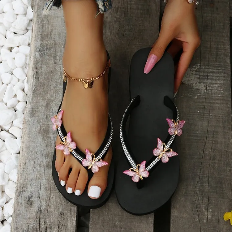 Butterfly Slippers Outdoor Thong Sandals