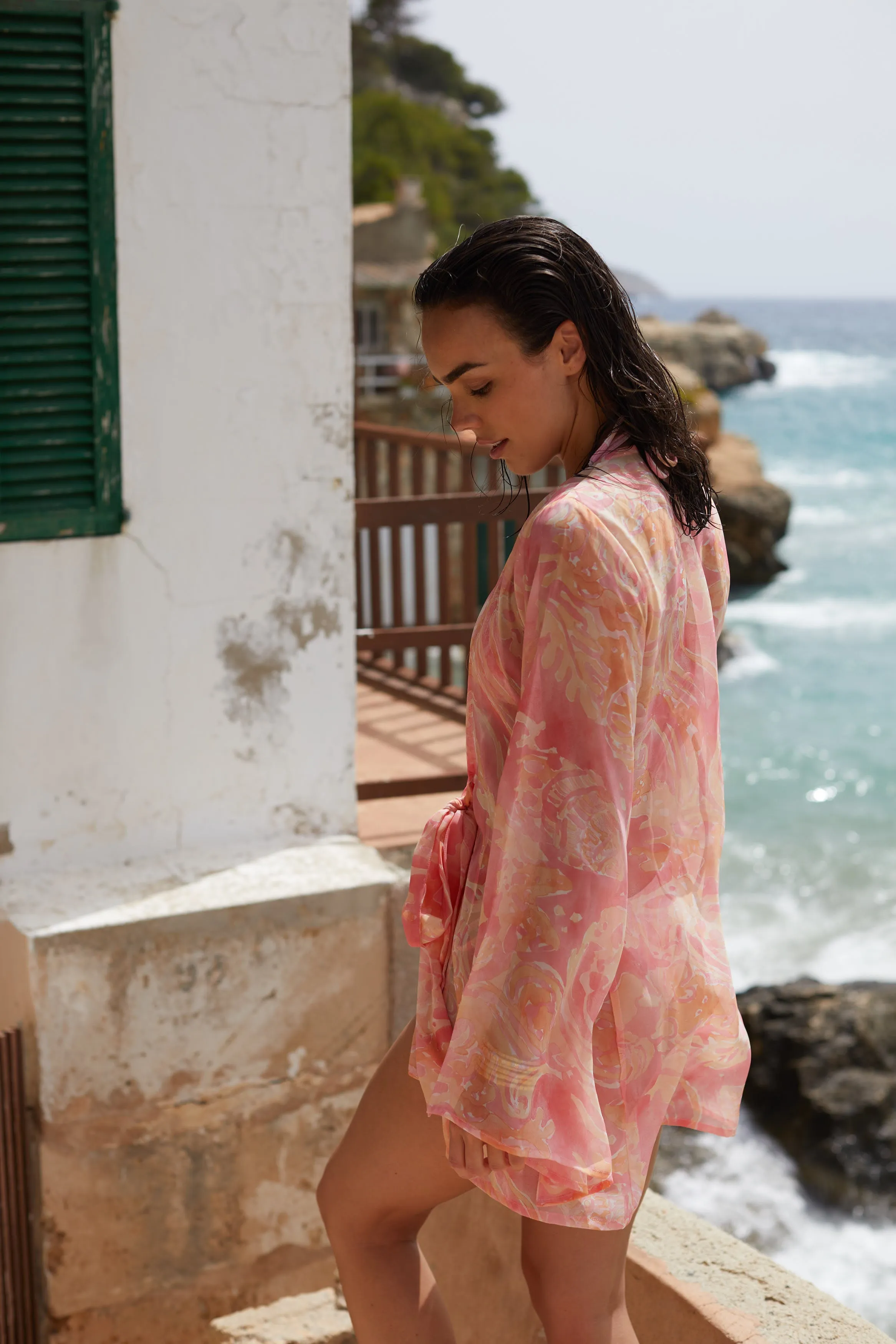 Catalina Tie Front Mini Kaftan