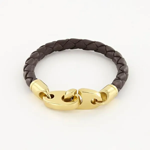 Commander Leather Rope Bracelet (Brass/Brown)