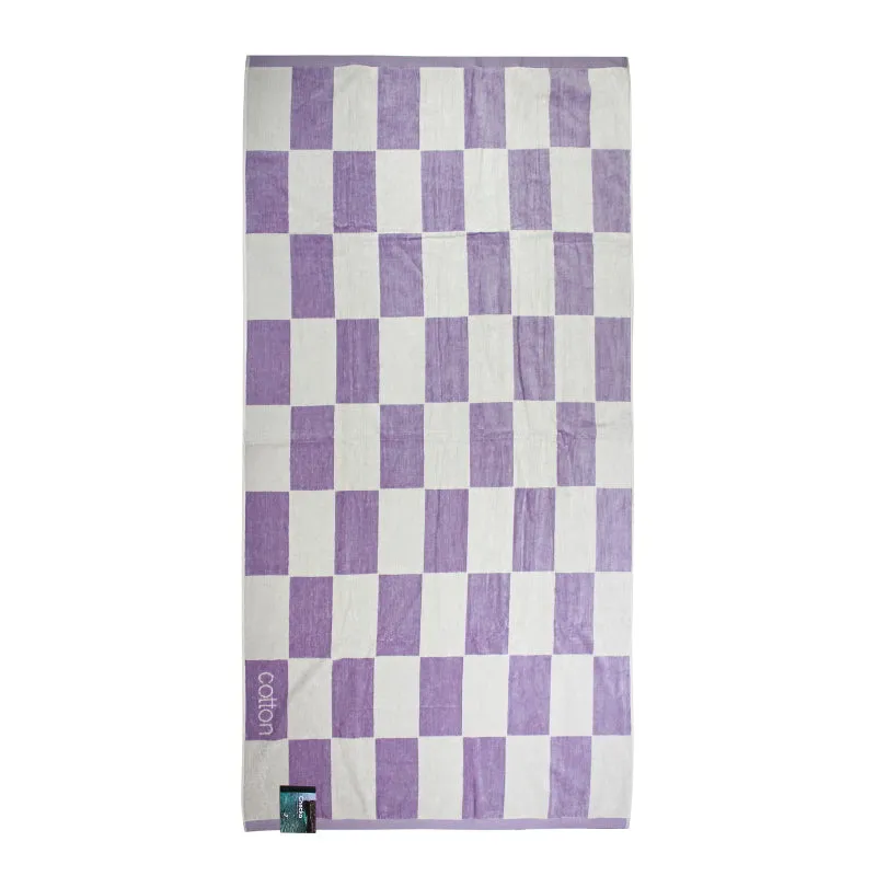 Cotton Beach Checka Lavender Beach Towel