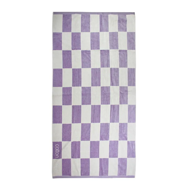 Cotton Beach Checka Lavender Beach Towel