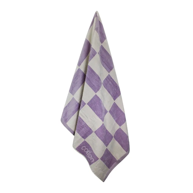 Cotton Beach Checka Lavender Beach Towel