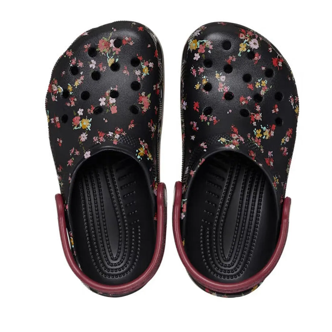 Crocs Kids - Youths Classic Clog K Ditsy Floral Black Multi Sandal