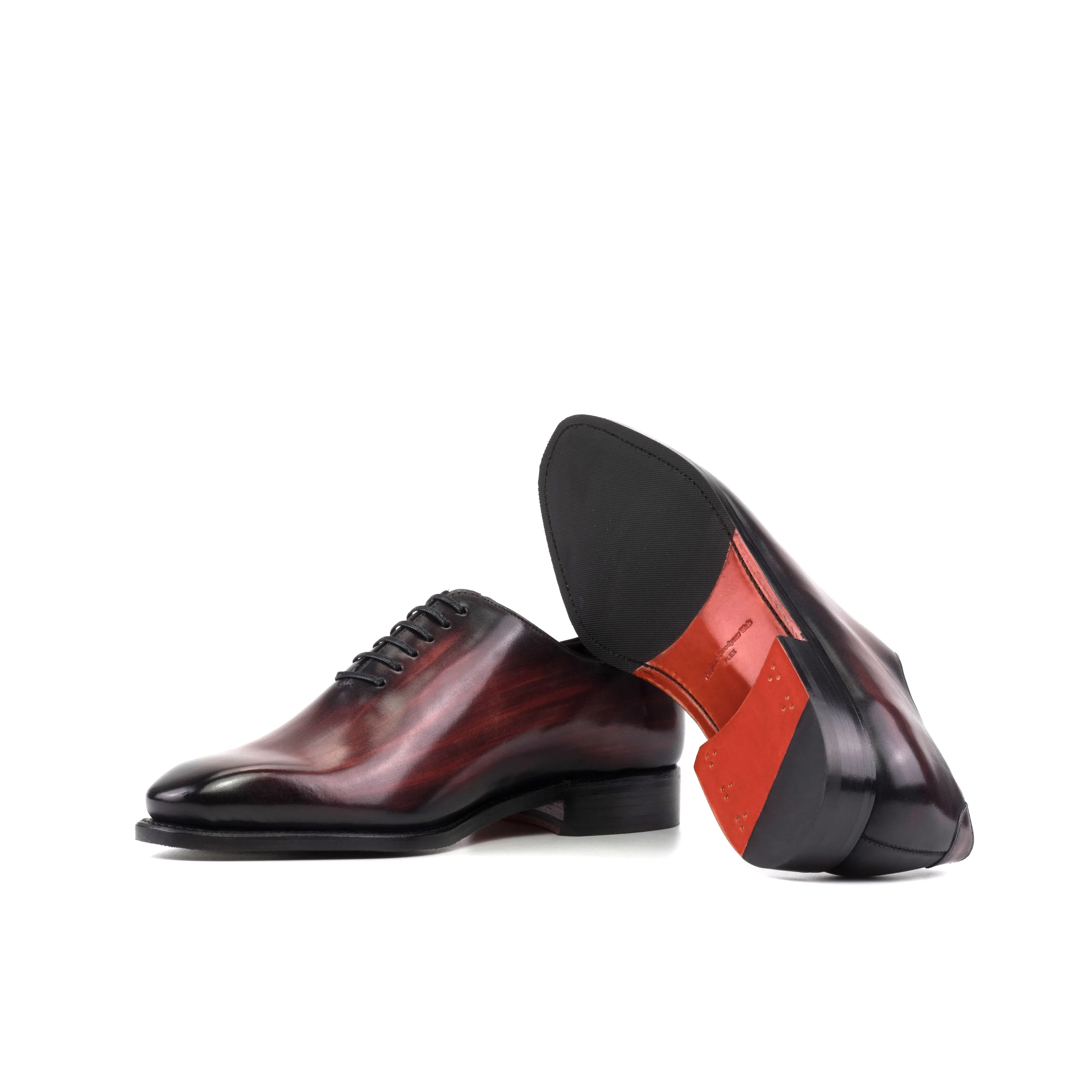 DapperFam Giuliano in Burgundy Men's Hand-Painted Patina Whole Cut