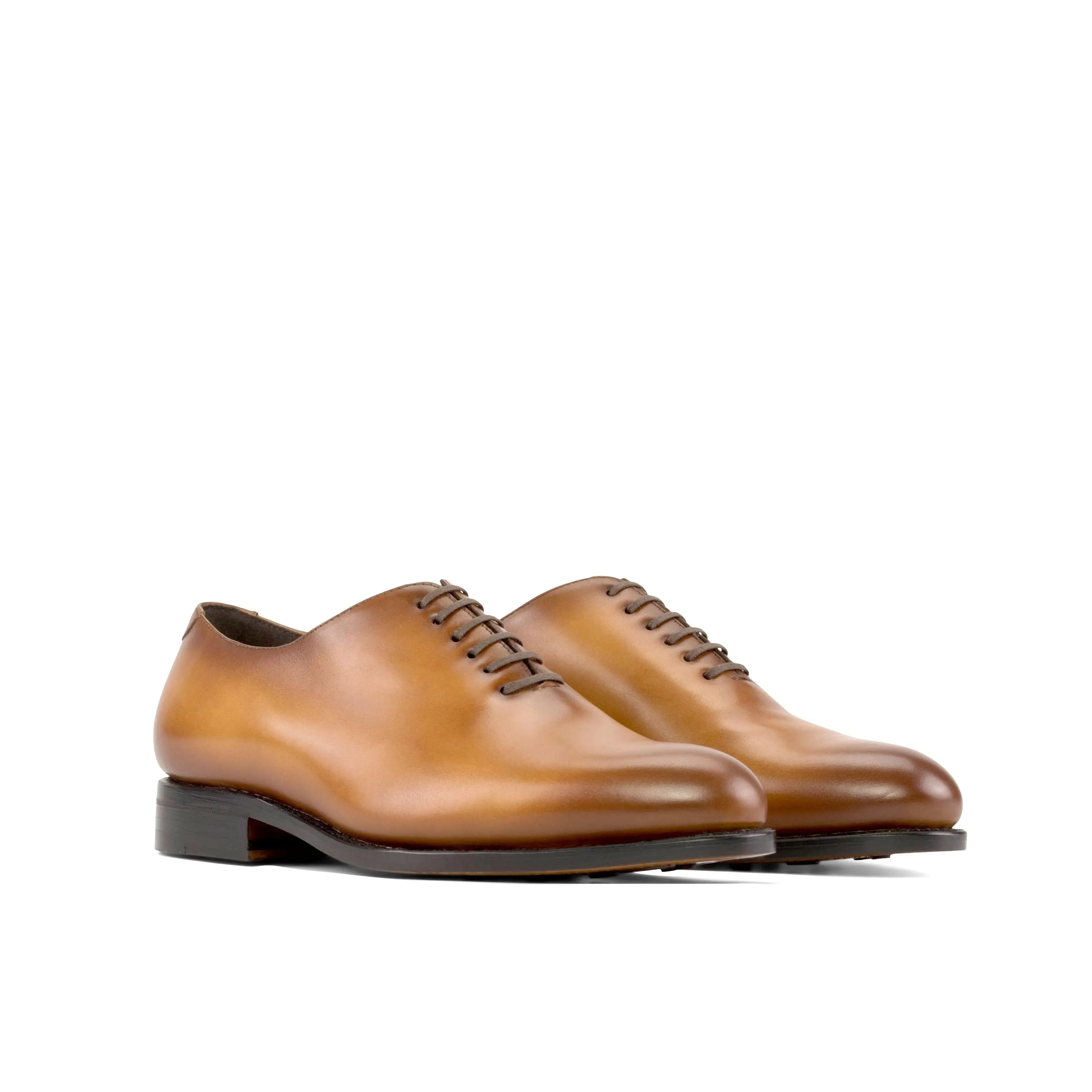 DapperFam Giuliano in Cognac Men's Italian Leather Whole Cut