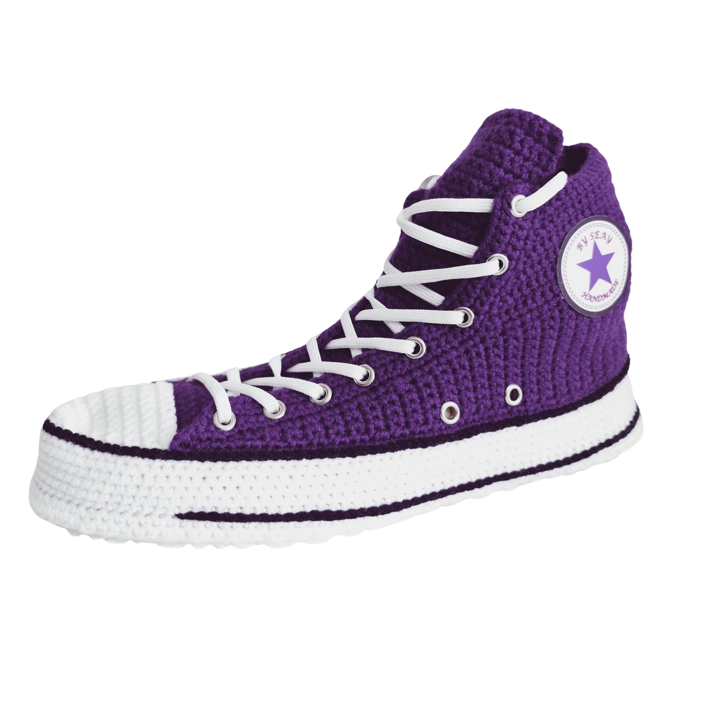 Dark Purple Converse Crochet Custom Slippers Custom Sneakers Plush Shoes