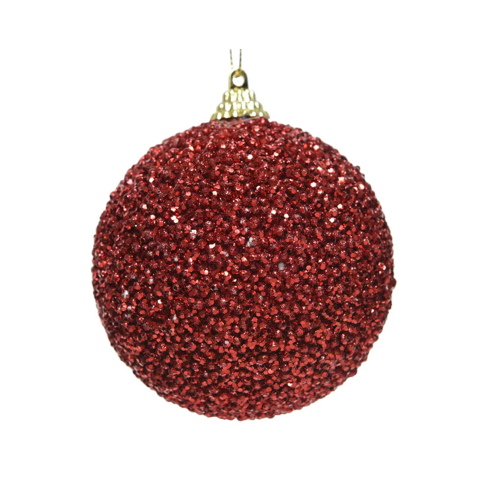 Decoris Foam Bauble with Beads 8cm - Red