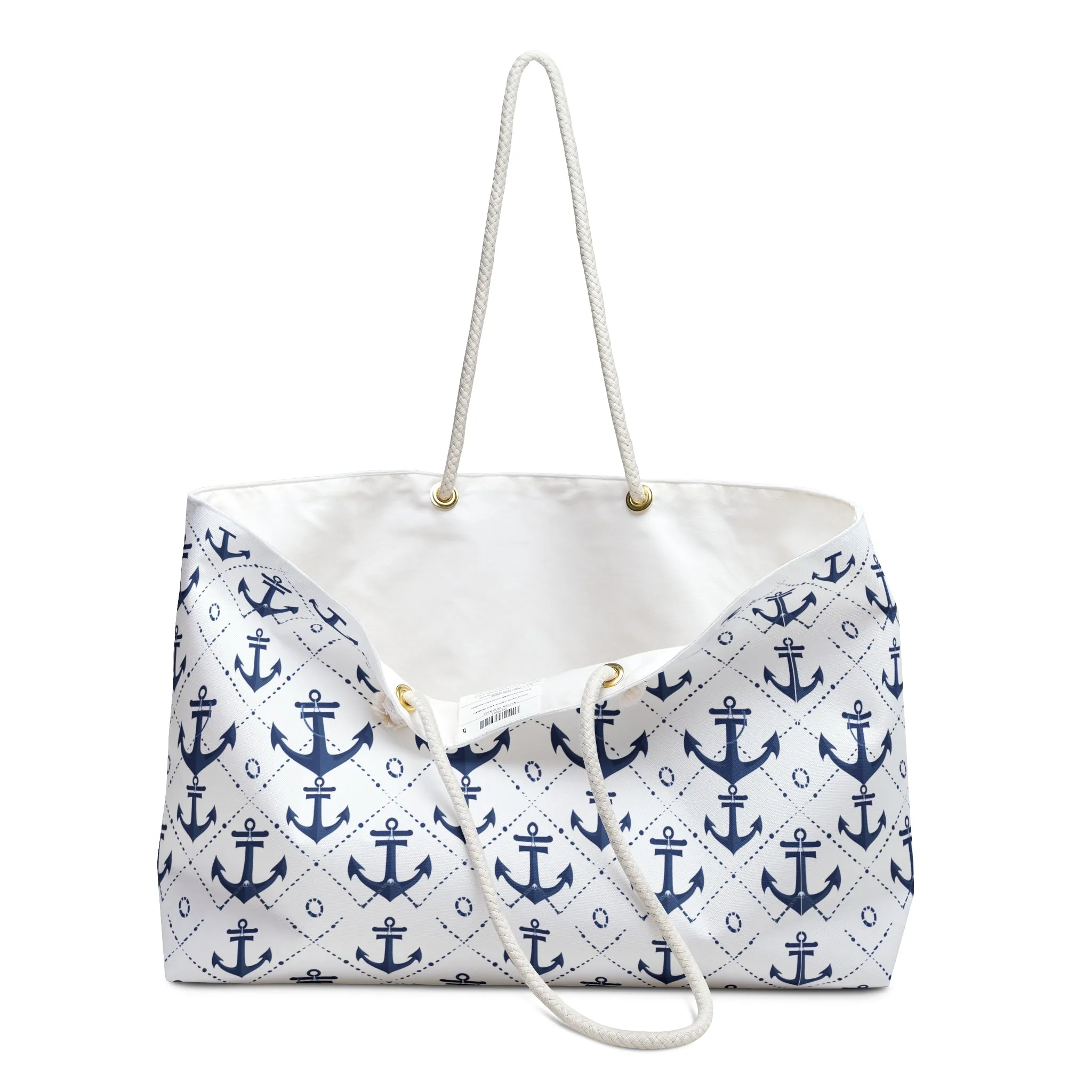 Deluxe Nautical Tote & Beach Bag with Elegant Navy Design (24" × 13" x 5.5")