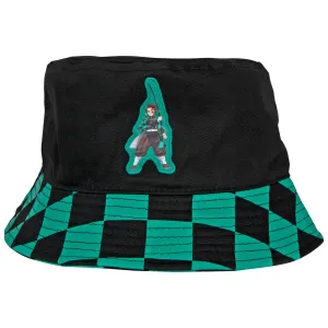 Demon Slayer Tanjiro Bucket Hat w/ Checkered Brim