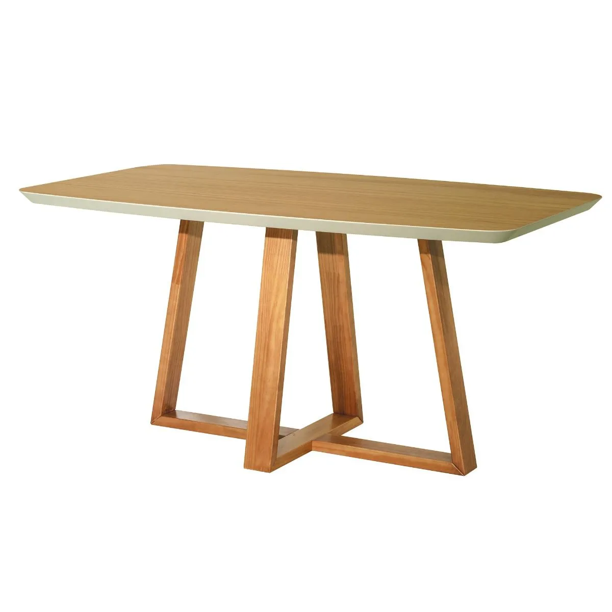 Duffy 62.99 Modern Rectangle Dining Table with Space for 6 in Cinnamon and Off White