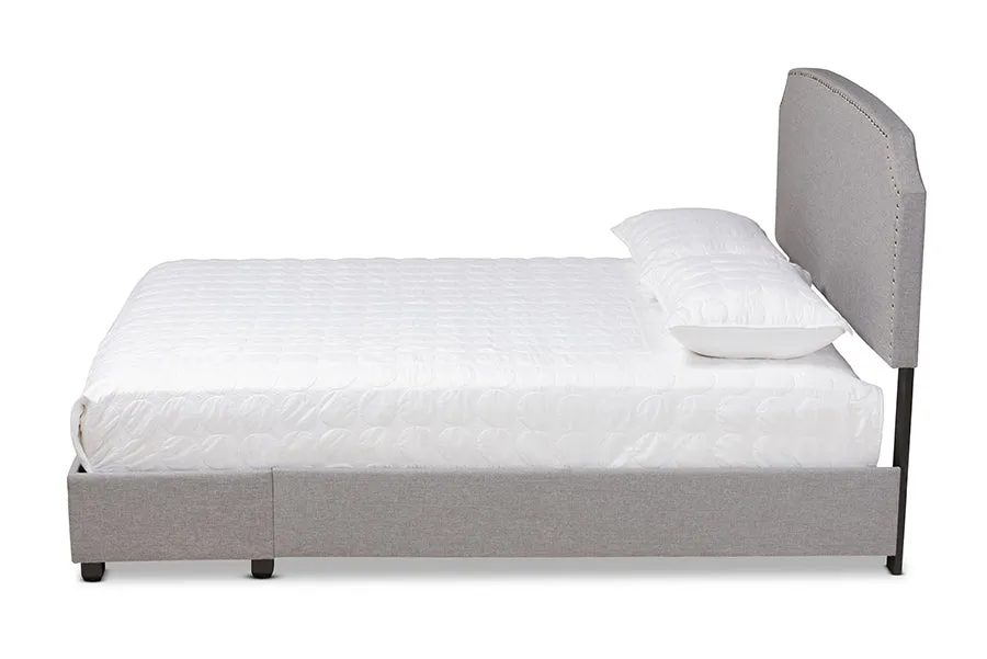 Elena Light Gray Fabric 2-Drawer Platform Storage Bed (Queen)