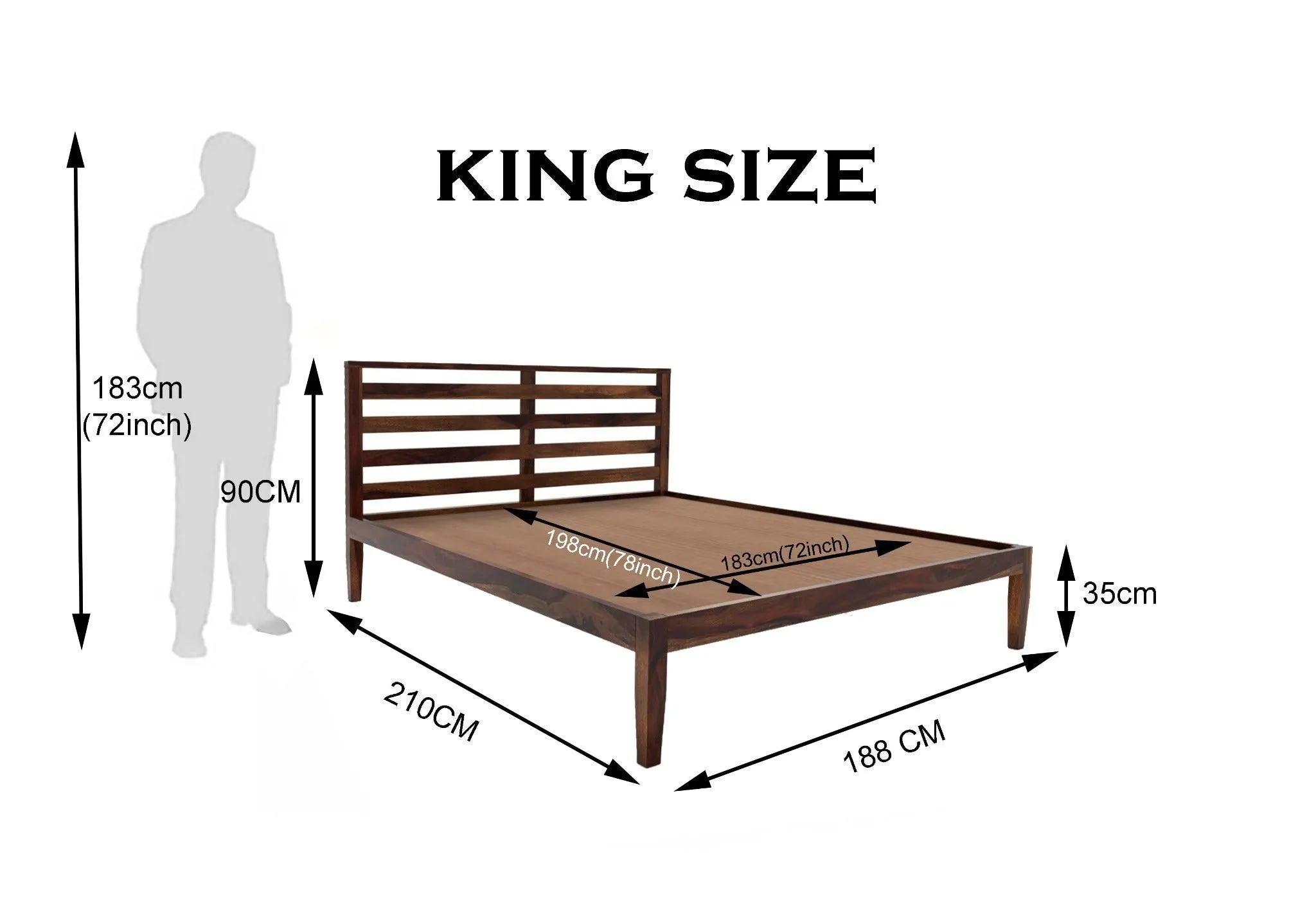 FEENA BED KING Sheesham Wood (Honey Finish)