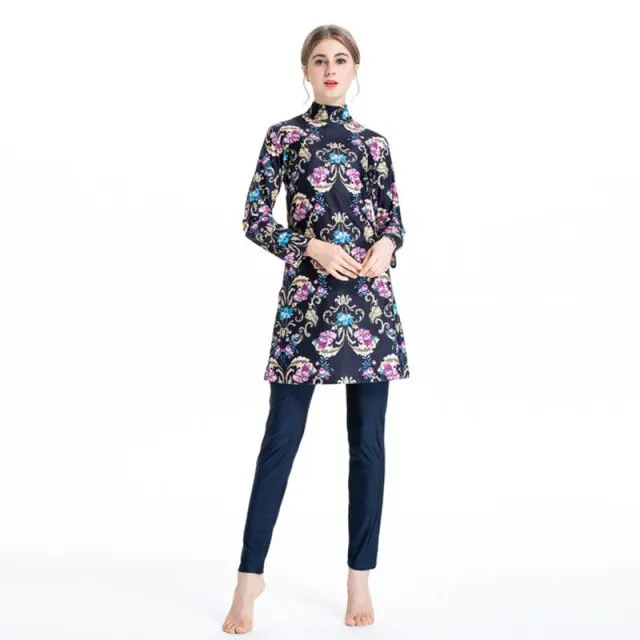 Floral Long Sleeve Muslim Islamic Burkini Set