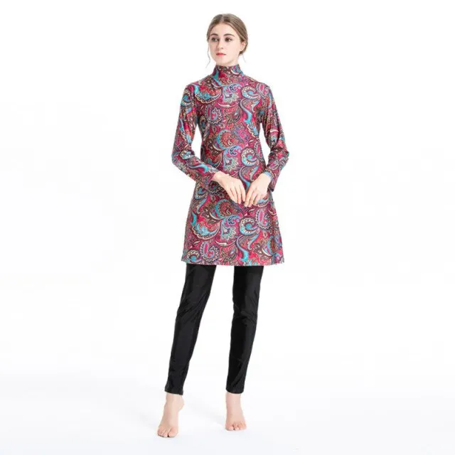 Floral Long Sleeve Muslim Islamic Burkini Set