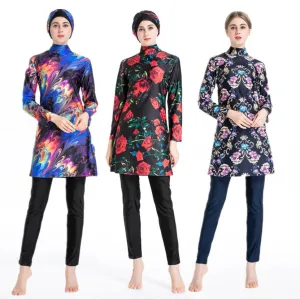 Floral Long Sleeve Muslim Islamic Burkini Set