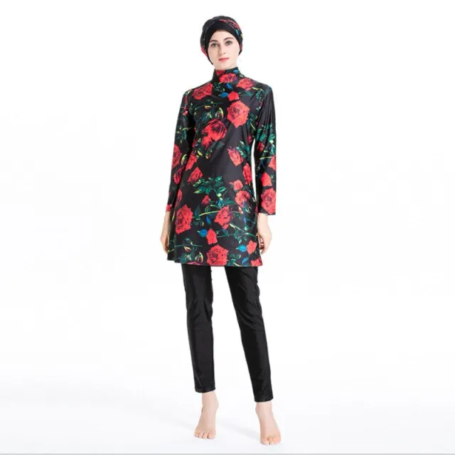 Floral Long Sleeve Muslim Islamic Burkini Set