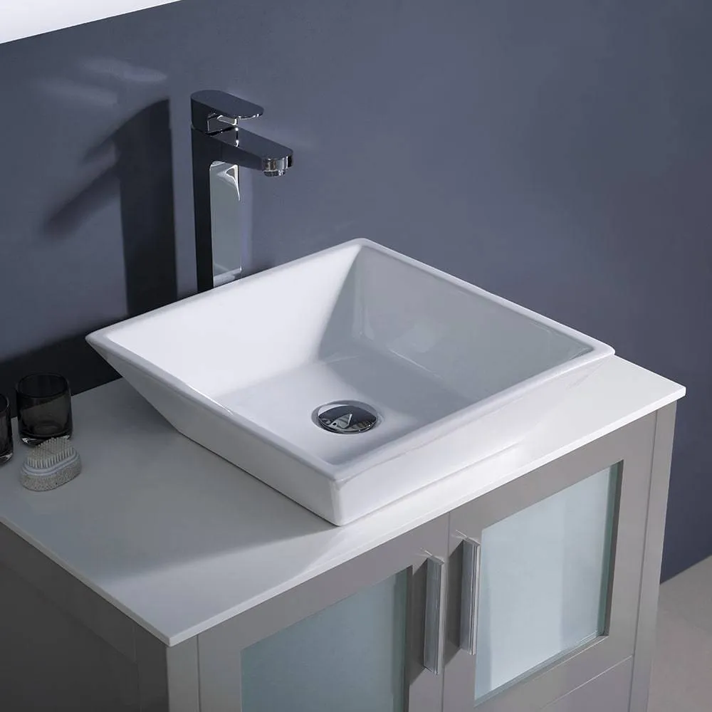 Fresca FVN6230GR-VSL Torino 30" Grey Modern Bathroom Vanity with Vessel Sink