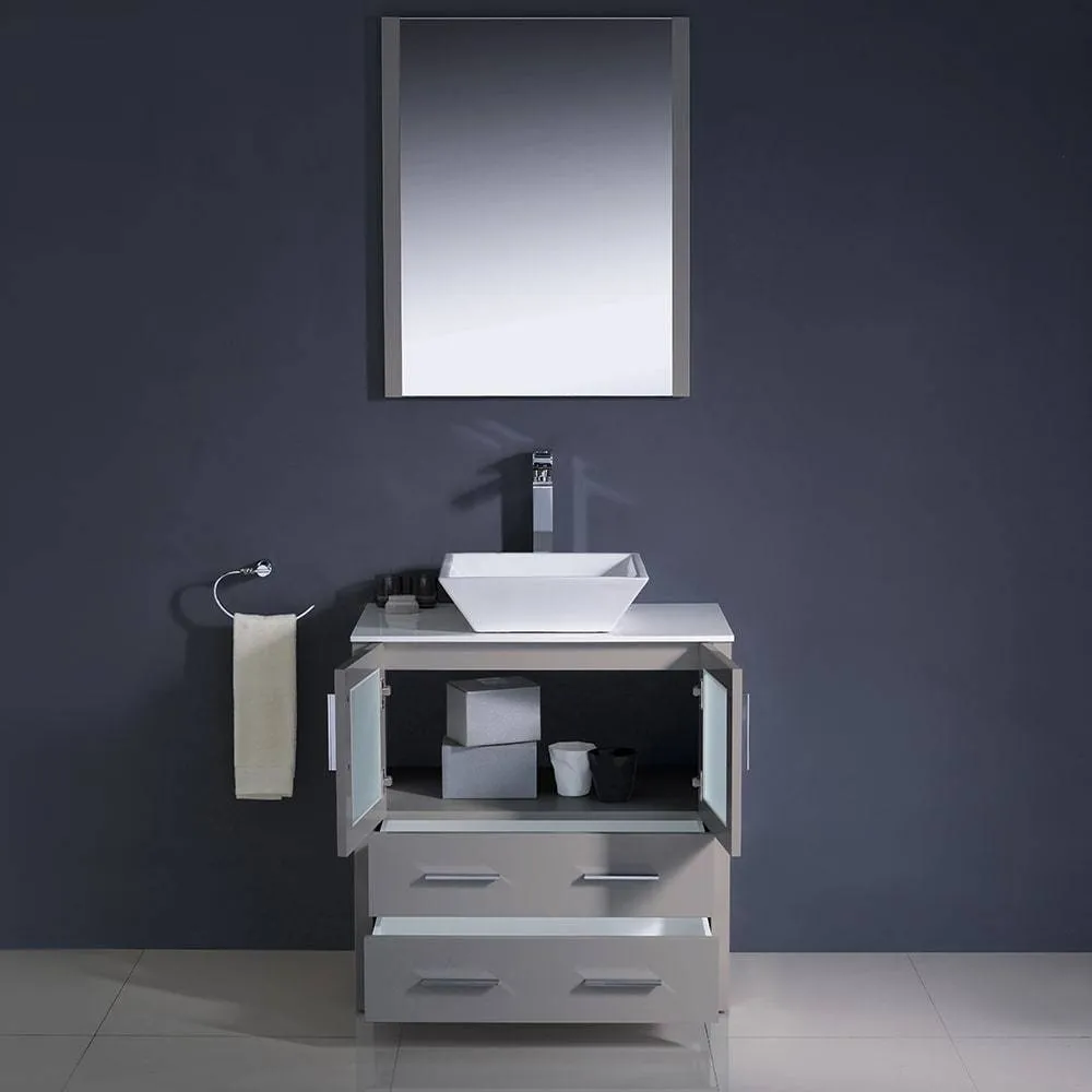 Fresca FVN6230GR-VSL Torino 30" Grey Modern Bathroom Vanity with Vessel Sink