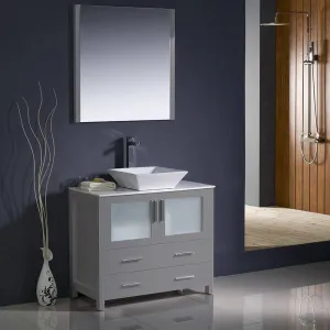 Fresca FVN6236GR-VSL Torino 36" Grey Modern Bathroom Vanity with Vessel Sink