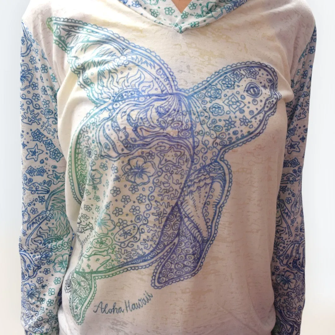 Honu Happiness Printed Women's Lightweight Hoodie