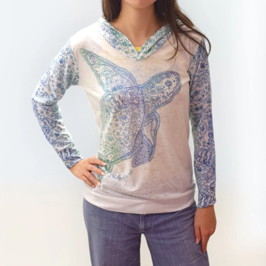 Honu Happiness Printed Women's Lightweight Hoodie