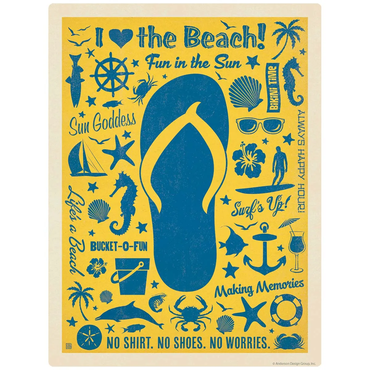 I Love the Beach Flip Flop Vinyl Sticker