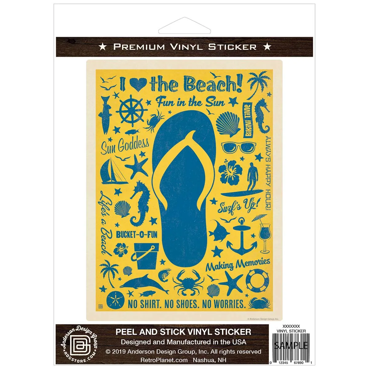 I Love the Beach Flip Flop Vinyl Sticker