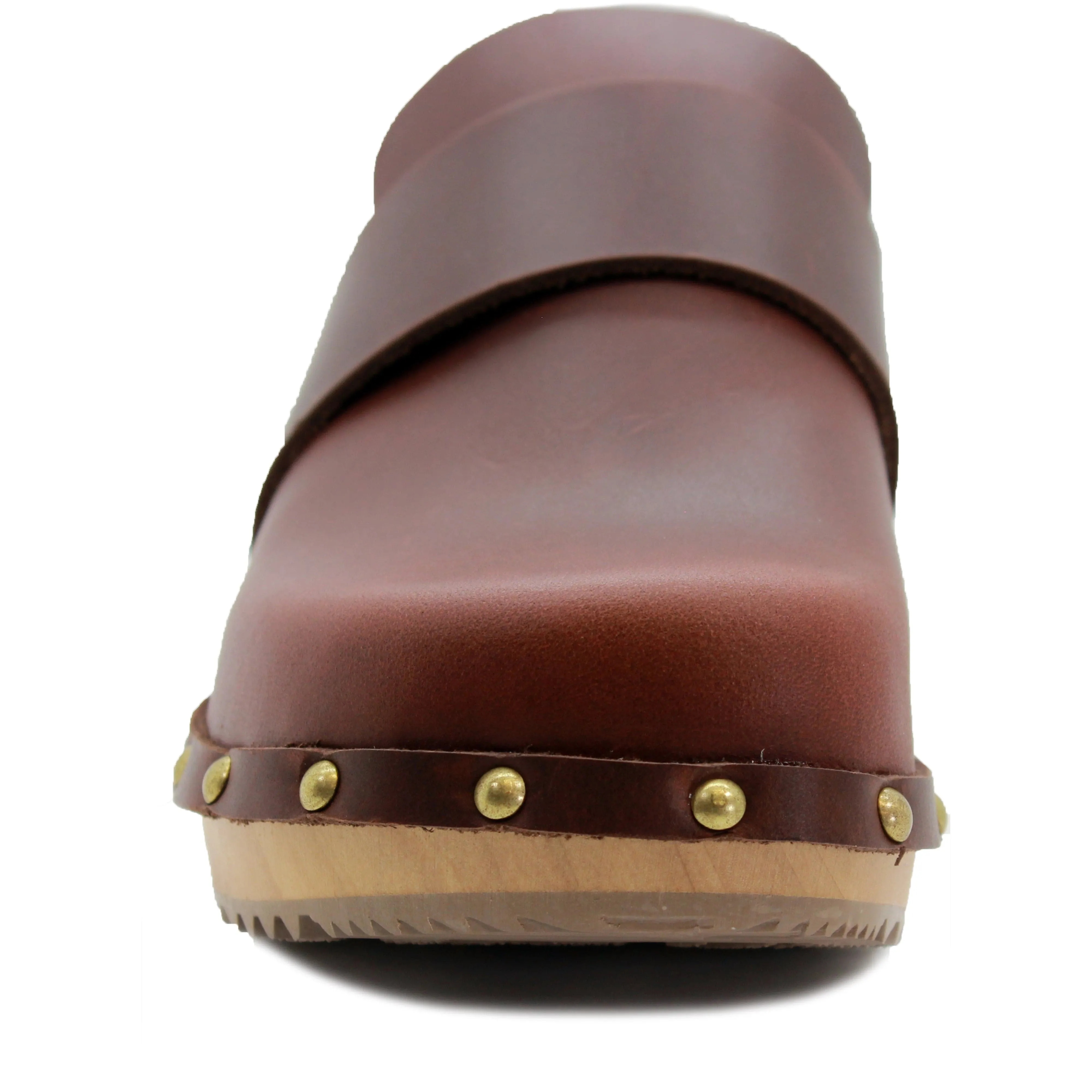 KLÄGN Helvi Wood Open Back Full Grain Leather Clogs w/light sole