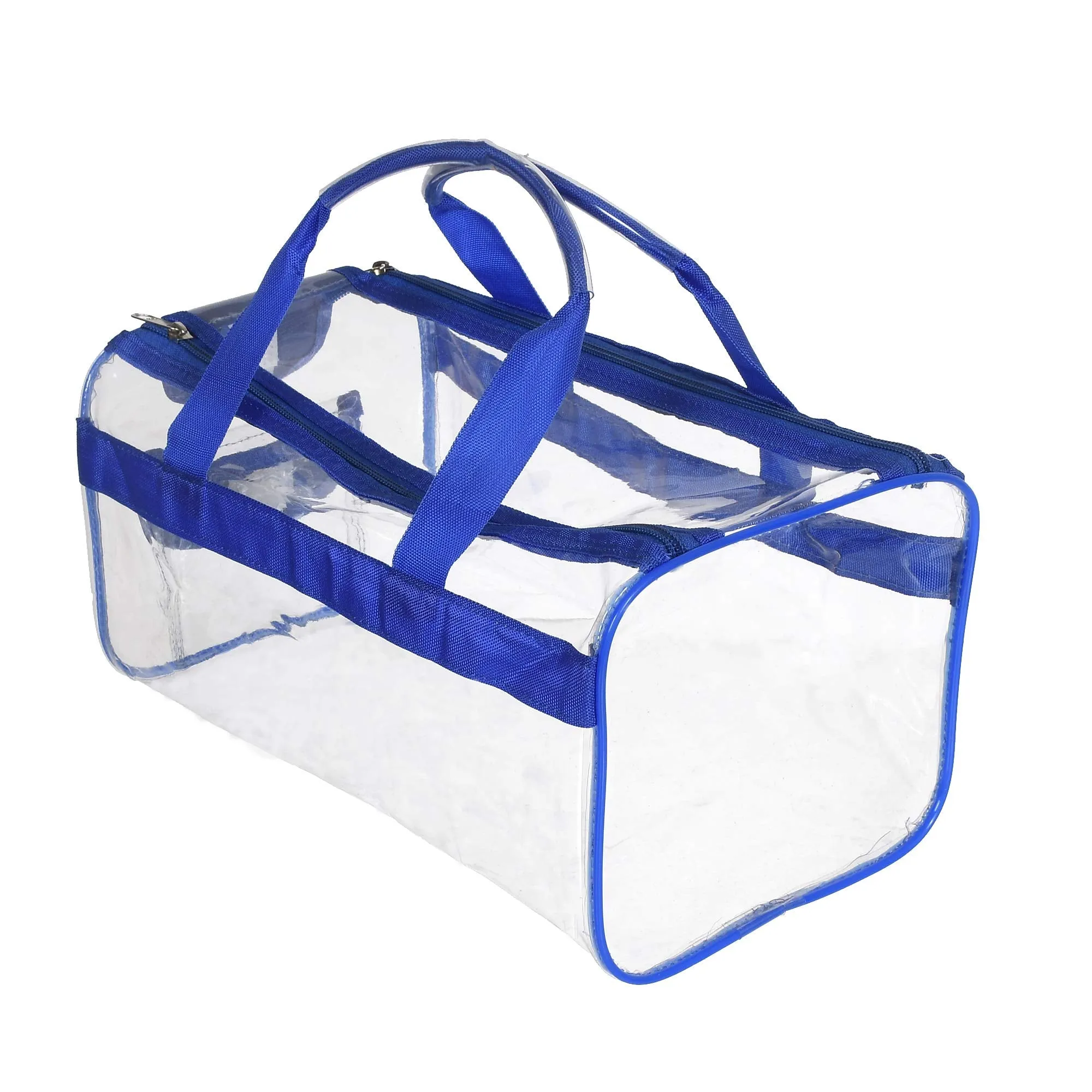 Kuber Industries Small Size Clear PVC Travel Toiletry Bag Handbag Beach Tote Bag Organizer for Men and Women-Set of 2 (Blue & Red) (F_26_KUBBMART017037)