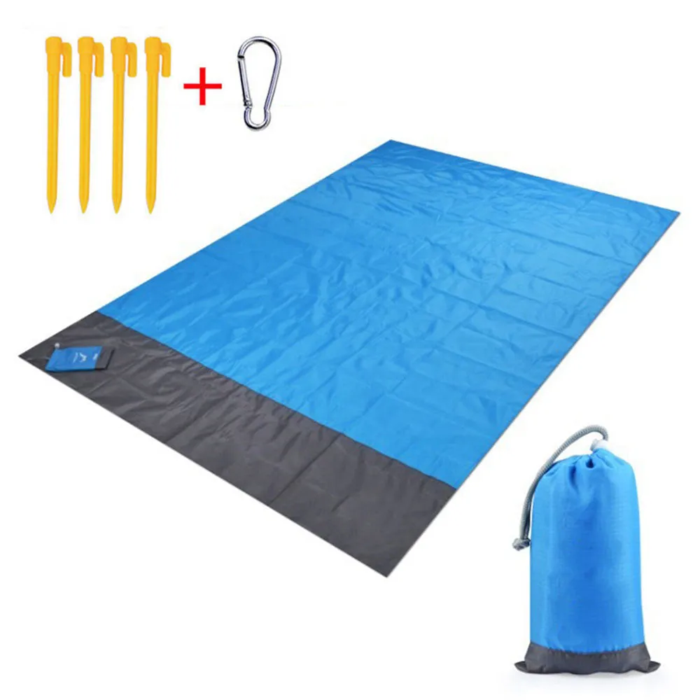 Large Beach Towels Mat Anti Sand-free Beach Anti Sand Beach Blanket Oversized Pocket Picnic 4 Anchor Wind Prevent Sand Proof