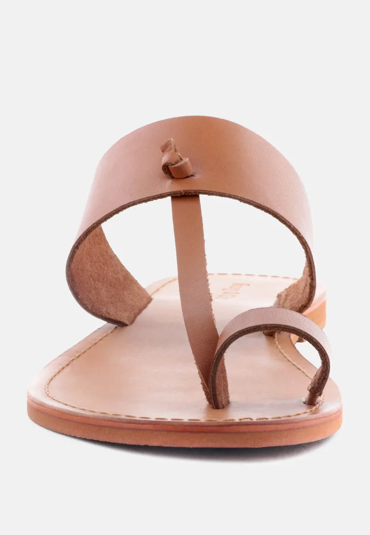 LEONA Tan Thong Flat Sandals