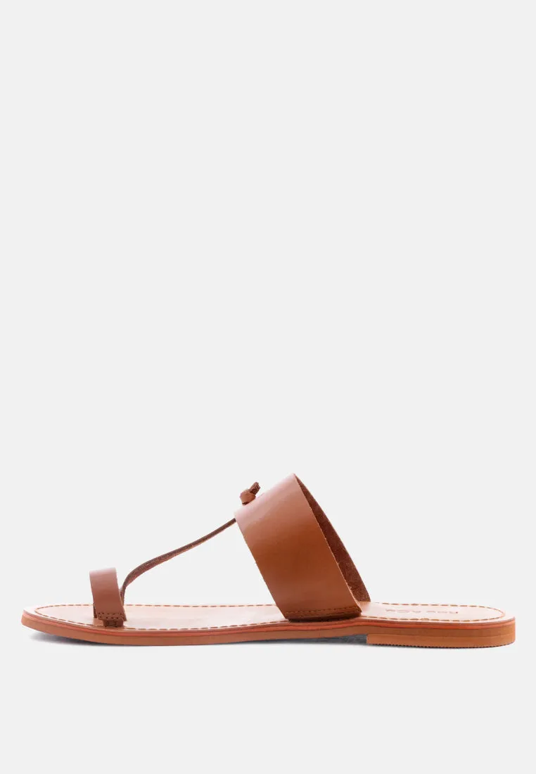 LEONA Tan Thong Flat Sandals