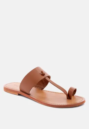 LEONA Tan Thong Flat Sandals