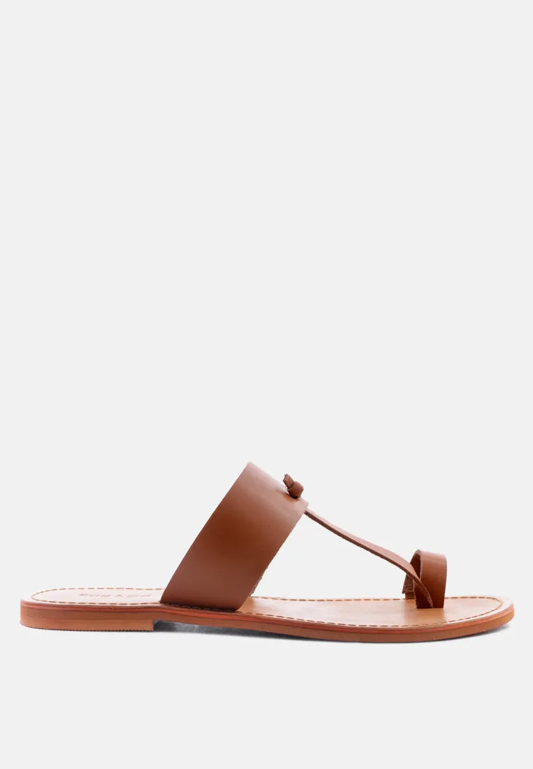 LEONA Tan Thong Flat Sandals