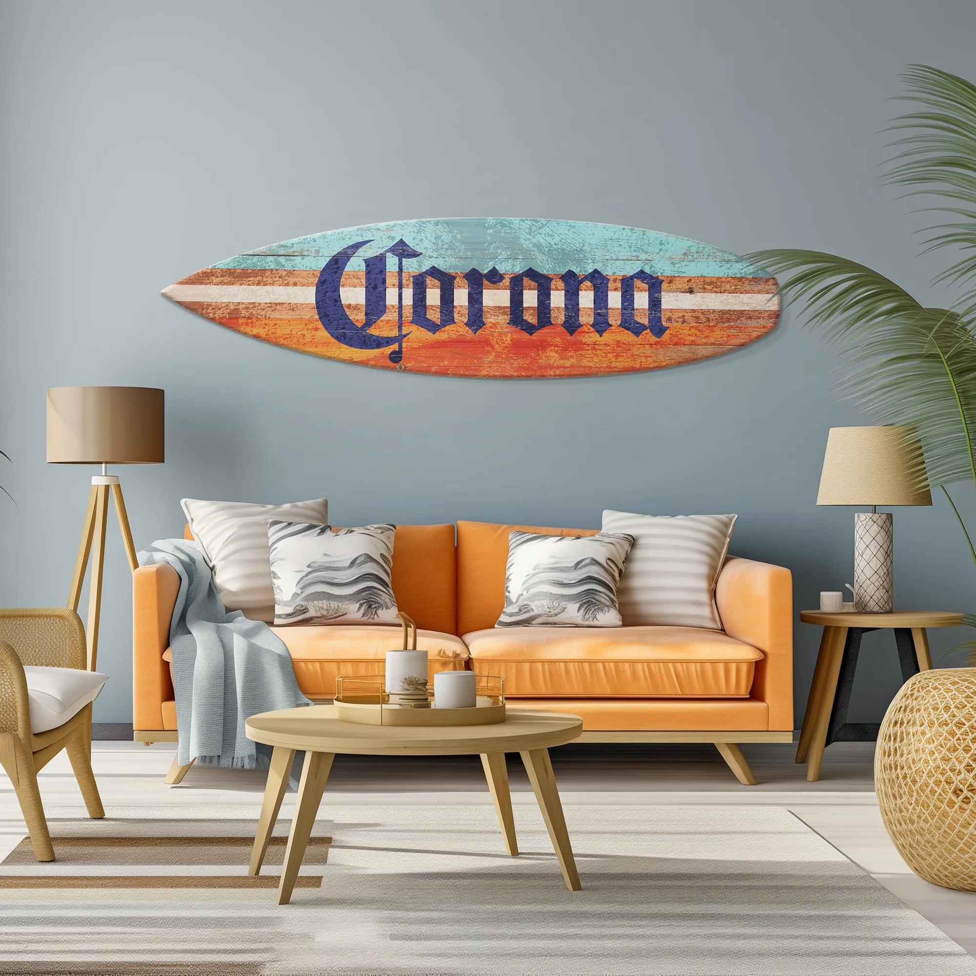 Licensed Corona Color Tones Surfboard Plaque Wall Sign - 60"x15"